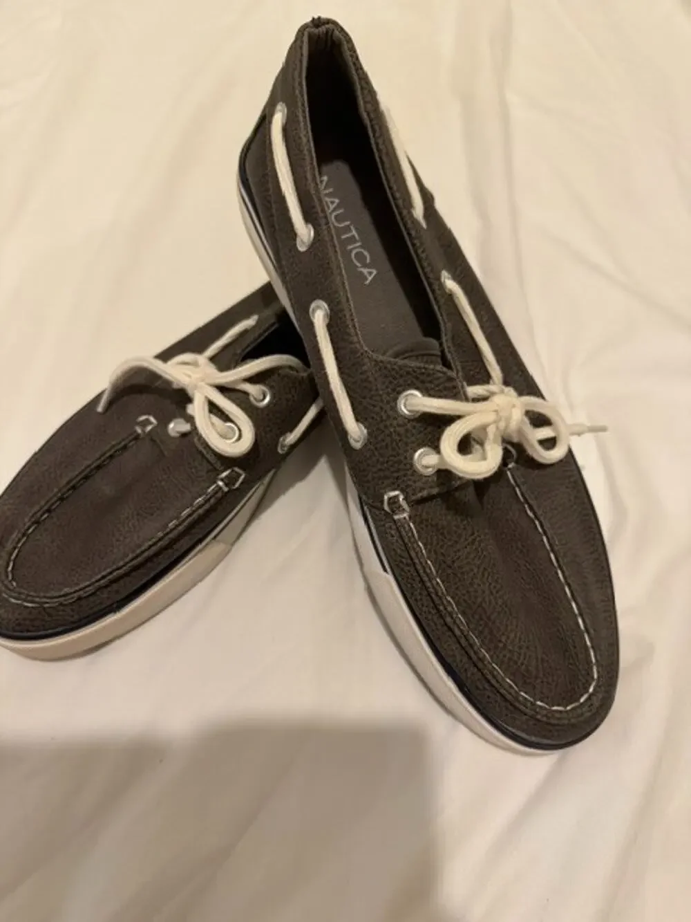 Nautica Men's Casual Boat Shoe Sneaker - Brown Faux Leather - Size 10